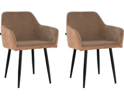 Lina® Tony Eetkamerstoel - Bruin - Set van 2 - Ribstof