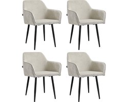 Lina® Tony Eetkamerstoel - Licht Grijs - Set van 4 - Ribstof