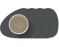 LIND DNA Onderzetters Nupo - Leer - Anthracite - 13 x 11 cm - 4 Stuks