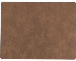 LIND DNA Placemat Nupo - Leer - Army Green / Nature - dubbelzijdig - 45 x 35 cm