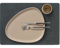 LIND DNA Placemats Hippo - Leer - Black Anthracite - 45 x 35 cm - 2 Stuks