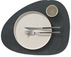 LIND DNA Placemats Hippo - Leer - Black Anthracite - Curved - 44 x 37 cm - 2 Stuks