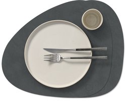 LIND DNA Placemats Nupo - Leer - Anthracite - Curved - 44 x 37 cm - 2 Stuks