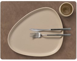 LIND DNA Placemats Nupo - Leer - Brown / Sand - dubbelzijdig - 45 x 35 cm - 2 Stuks