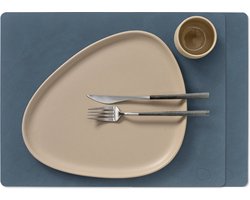 LIND DNA Placemats Nupo - Leer - Dark Blue - Afwasbaar - 45 x 35 cm - 2 Stuks