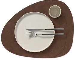 LIND DNA Placemats Nupo - Leer - Dark Brown - Curved - 44 x 37 cm - 2 Stuks