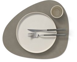 LIND DNA Placemats Nupo - Leer - Flint Grey - Curved - Afwasbaar - 44 x 37 cm - 2 Stuks
