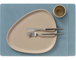 LIND DNA Placemats Nupo - Leer - Lichtblauw 45 x 35 cm - 2 Stuks
