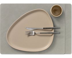 LIND DNA Placemats Nupo - Leer - Lichtgrijs 45 x 35 cm - 2 Stuks