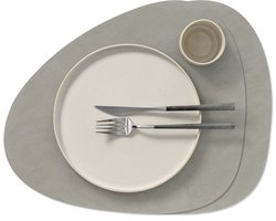 LIND DNA Placemats Nupo - Leer - Light Grey - Curved - Afwasbaar - 44 x 37 cm - 2 Stuks