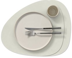 LIND DNA Placemats Nupo - Leer - Linen - Curved - 44 x 37 cm - 2 Stuks