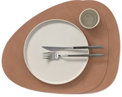 LIND DNA Placemats Nupo - Leer - Old Rose - Curved - Afwasbaar - 44 x 37 cm - 2 Stuks