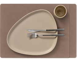 LIND DNA Placemats Nupo - Leer - Truffle - Afwasbaar - 45 x 35 cm - 2 Stuks