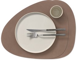 LIND DNA Placemats Nupo - Leer - Truffle - Curved - 44 x 37 cm - 2 Stuks