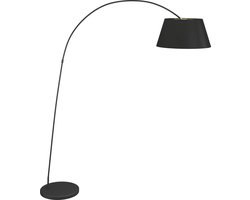 Lindby - booglamp - 1licht - stof, staal - H: 192 cm - E27 - zwart, goud