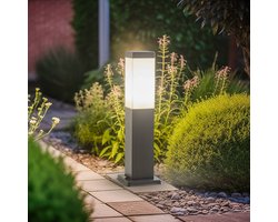 Lindby - buitenlamp - 1licht - Roestvrij staal, PC - H: 45 cm - E27 - donkergrijs, mat wit