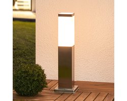 Lindby - buitenlamp - 1licht - Roestvrij staal, polycarbonaat - H: 45 cm - E27 - roestvrij staal, wit