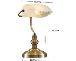 Lindby - bureaulamp - 1licht - staal, glas - H: 38.5 cm - E27 - brons, opaalwit