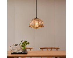 Lindby - hanglamp - 1licht - Bamboe - E27 - hel hout