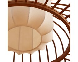 Lindby - Hanglamp - 1licht - Bamboe, textiel, metaal - H: 24.5 cm - E27 - Donker hout, beige