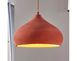 Lindby - hanglamp - 1licht - beton, metaal - H: 17 cm - E27 - terracotta