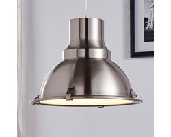 Lindby - hanglamp - 1licht - Metaal, glas - H: 28 cm - E27 - satijn nikkel, mat