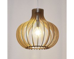 Lindby - Hanglamp - 1licht - Metaal, hout - H: 32.4 cm - E27 - licht hout