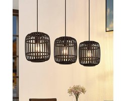 Lindby - Hanglamp - 3 lichts - Hout, metaal - H: 25 cm - E27 - zwart