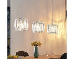 Lindby - hanglamp - 3lichts - Acryl, metaal - E14 - transparant, chroom
