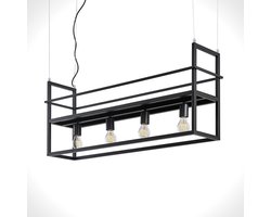 Lindby - hanglamp - 4lichts - Staal - H: 41 cm - E27 - zwart mat