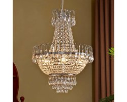 Lindby - hanglamp - 5lichts - Metaal, kristal - H: 62 cm - E14 - chroom, helder