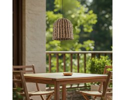 Lindby - Hanglampen buiten - 1licht - Plastic, metaal - H: 35 cm - E27 - licht hout, zwart