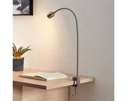 Lindby - Klemlamp - 1licht - Metaal, acryl - H: 80 cm - satijn nikkel - Inclusief lichtbron