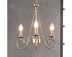 Lindby - kroonluchter - 3lichts - Metaal - H: 45 cm - E14 - antiek messing