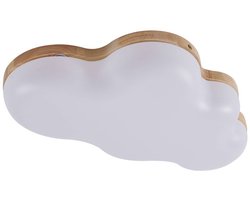 Lindby - LED plafondlamp - 1licht - Acryl, hout, ijzer - H: 9 cm - wit, lichtgekleurd hout - Inclusief lichtbron
