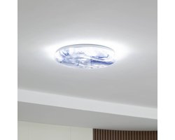 Lindby - LED plafondlamp - 1licht - Plastic, metaal - H: 9 cm - blauw, wit - Inclusief lichtbron