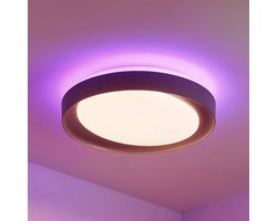 Lindby - LED plafondlamp - RGB - met dimmer - CCT - 1licht - metaal, kunststof - H: 10.5 cm - wit, donkergrijs - Inclusief lichtbron