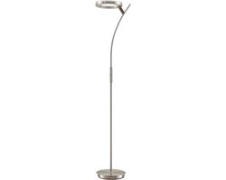 Lindby - LED vloerlamp- met dimmer - 1licht - Metaal, glas - H: 180 cm - satijn nikkel, helder - Inclusief lichtbron