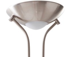 Lindby - LED vloerlamp- met dimmer - 2lichts - Ijzer, glas, polycarbonaat - H: 180 cm - satijn nikkel, mat wit - Inclusief lichtbronnen