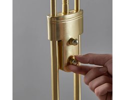 Lindby - LED vloerlamp- met dimmer - 2lichts - Metaal, glas - H: 183 cm - messing, wit albast - Inclusief lichtbronnen