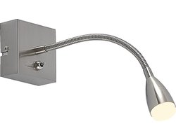 Lindby - LED wandlamp - 1licht - Ijzer, plastic - H: 7 cm - satijn nikkel - Inclusief lichtbron