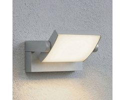 Lindby - LED wandlamp buiten - 1licht - Aluminium, kunststof - H: 14.5 cm - lichtgrijs, wit satijn - Inclusief lichtbron