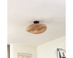 Lindby - plafondlamp - 1licht - Bamboe, ijzer - H: 24 cm - E27 - bamboenatuur