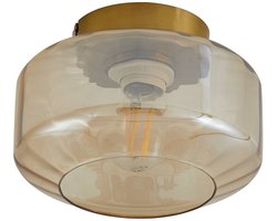 Lindby - plafondlamp - 1licht - Glas, ijzer - H: 15.3 cm - E27 - amber, messing