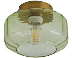 Lindby - plafondlamp - 1licht - Glas, ijzer - H: 15.3 cm - E27 - groen, messing