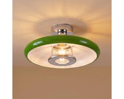 Lindby - plafondlamp - 1licht - metaal - H: 16 cm - E27 - groen