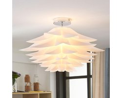 Lindby - plafondlamp - 1licht - Metaal, PVC - H: 32 cm - E27 - chroom, wit