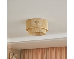 Lindby - plafondlamp - 1licht - Papier, ijzer - H: 27 cm - E27 - beige natuur, zwart