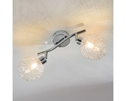 Lindby - plafondlamp - 2lichts - metaal, glas - H: 10 cm - G9 - zilver, chroom
