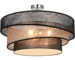 Lindby - plafondlamp - 3lichts - ijzer, textiel - H: 24 cm - E27 - chroom, zwart, goud